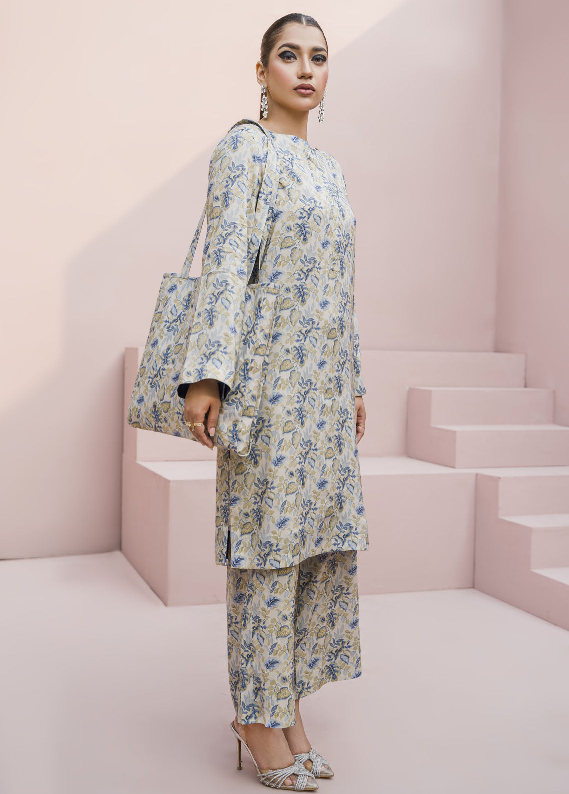 Meerak Pret Printed Raw Silk 2 Piece Suit Evelyn