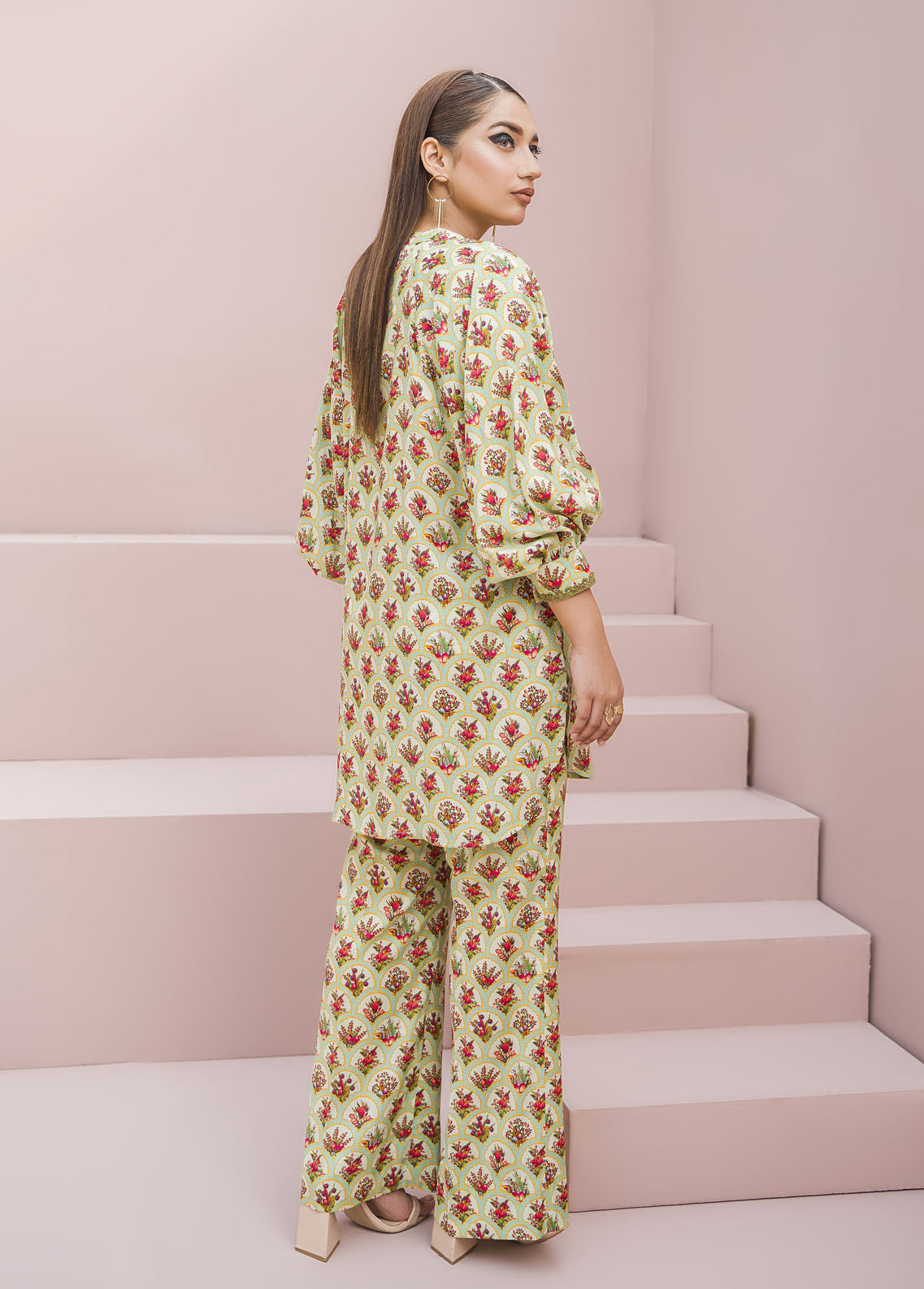 Meerak Pret Printed Raw Silk 2 Piece Suit Lush