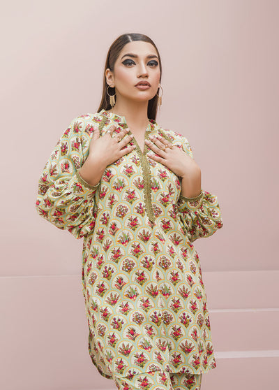 Meerak Pret Printed Raw Silk 2 Piece Suit Lush