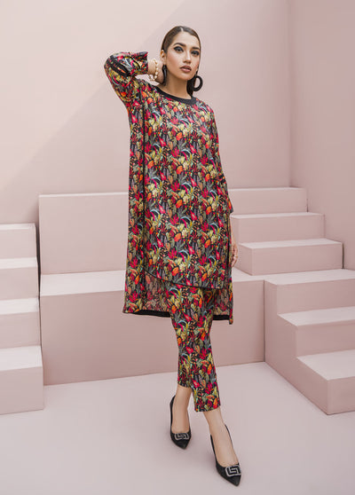 Meerak Pret Printed Raw Silk 2 Piece Suit Mystique