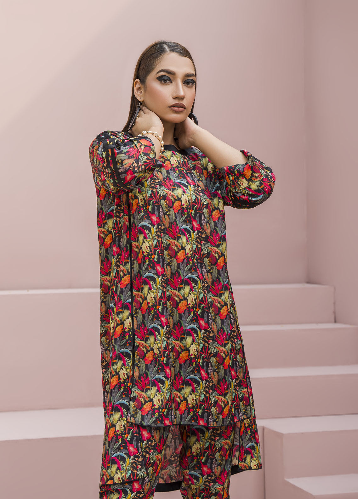 Meerak Pret Printed Raw Silk 2 Piece Suit Mystique