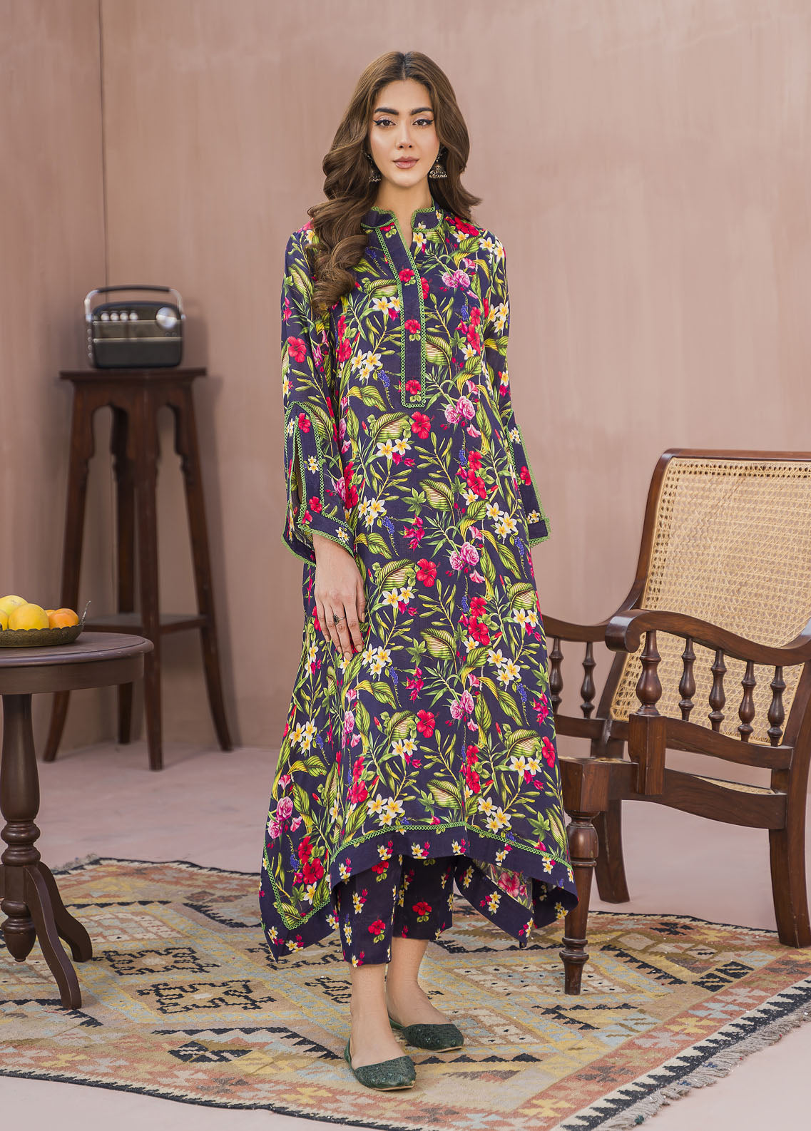 Meerak Pret Printed Raw Silk 2 Piece Suit Sia