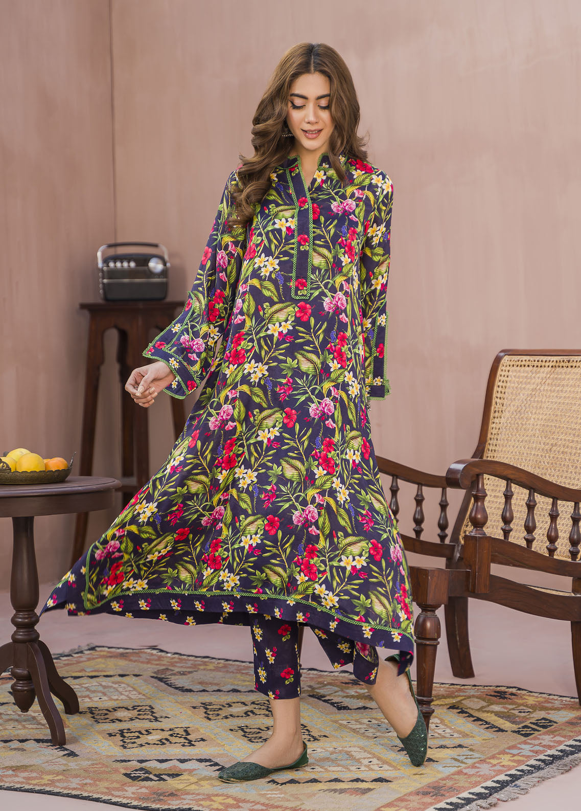 Meerak Pret Printed Raw Silk 2 Piece Suit Sia