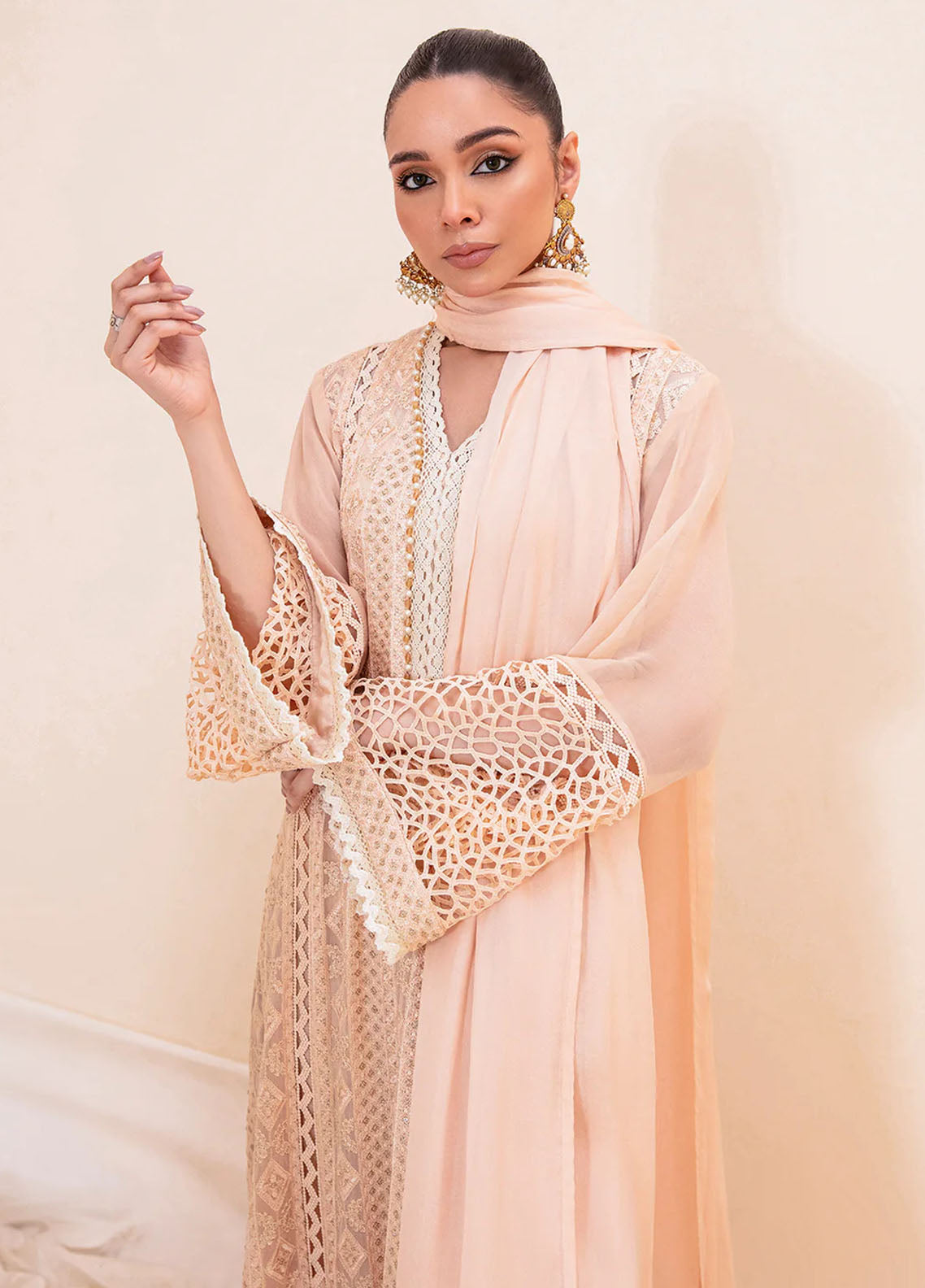 Mehak Yaqoob Pret Embroidered Raw Silk 3 Piece Suit Blush