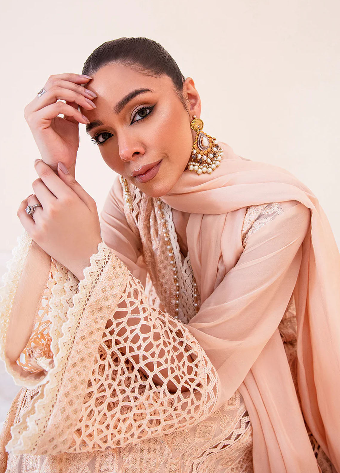 Mehak Yaqoob Pret Embroidered Raw Silk 3 Piece Suit Blush