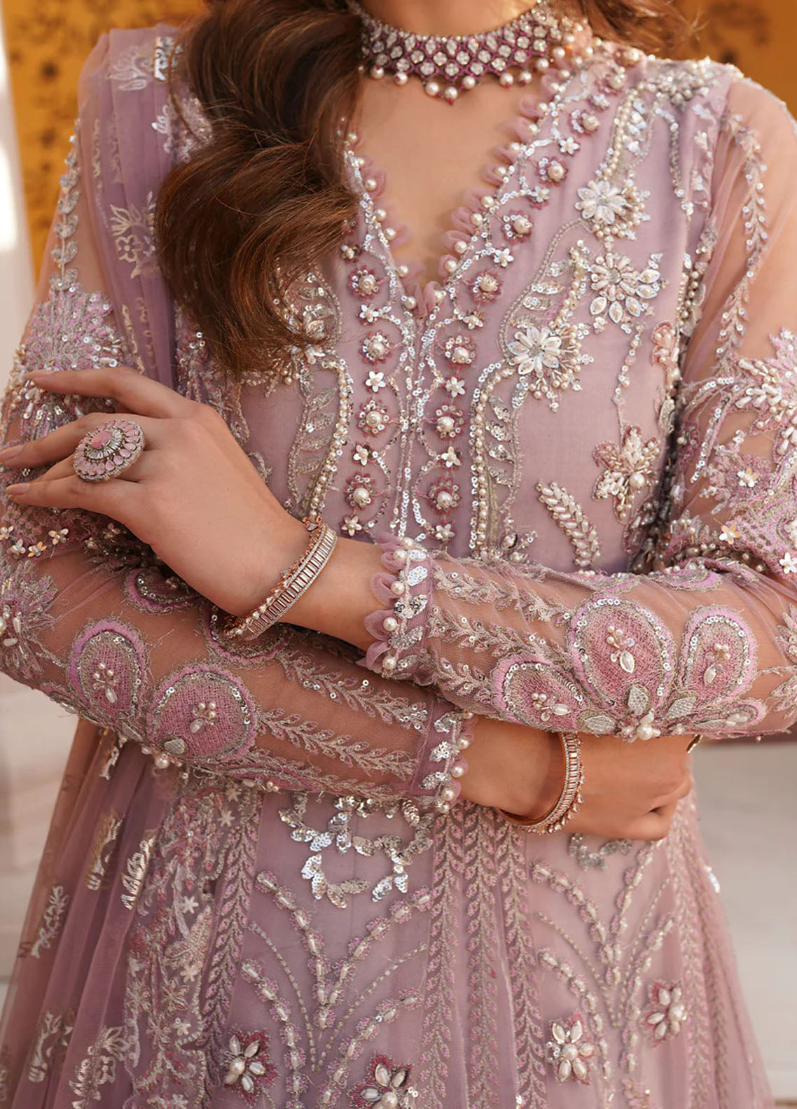 Mehak Yaqoob Pret Embroidered Net 3 Piece Suit Iris