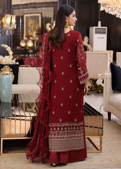 Merakish By Shahzeb Textiles Luxury Chiffon Collection 2024 Vol-12 Aesthetic Maroon