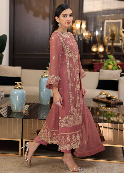 Merakish By Shahzeb Textiles Luxury Chiffon Collection 2024 Vol-12 Rose Pink