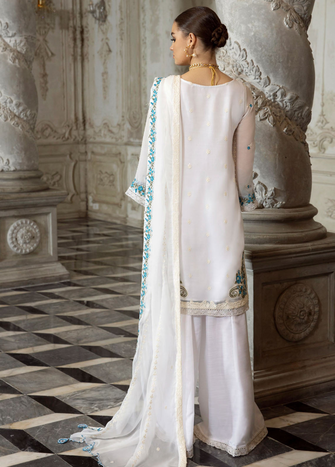 Merakish By Shahzeb Textiles Luxury Unstitched Chiffon Collection 2023 Daisy White