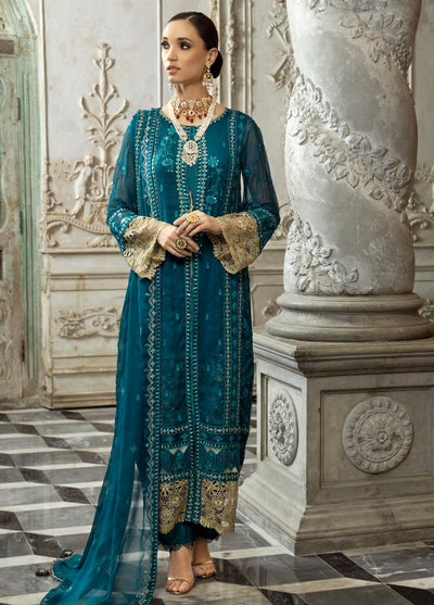 Merakish By Shahzeb Textiles Luxury Unstitched Chiffon Collection 2023 Dark Teal