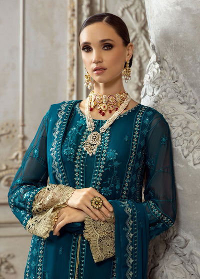 Merakish By Shahzeb Textiles Luxury Unstitched Chiffon Collection 2023 Dark Teal