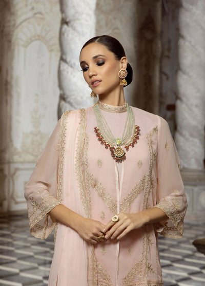 Merakish By Shahzeb Textiles Luxury Unstitched Chiffon Collection 2023 Candle Peach