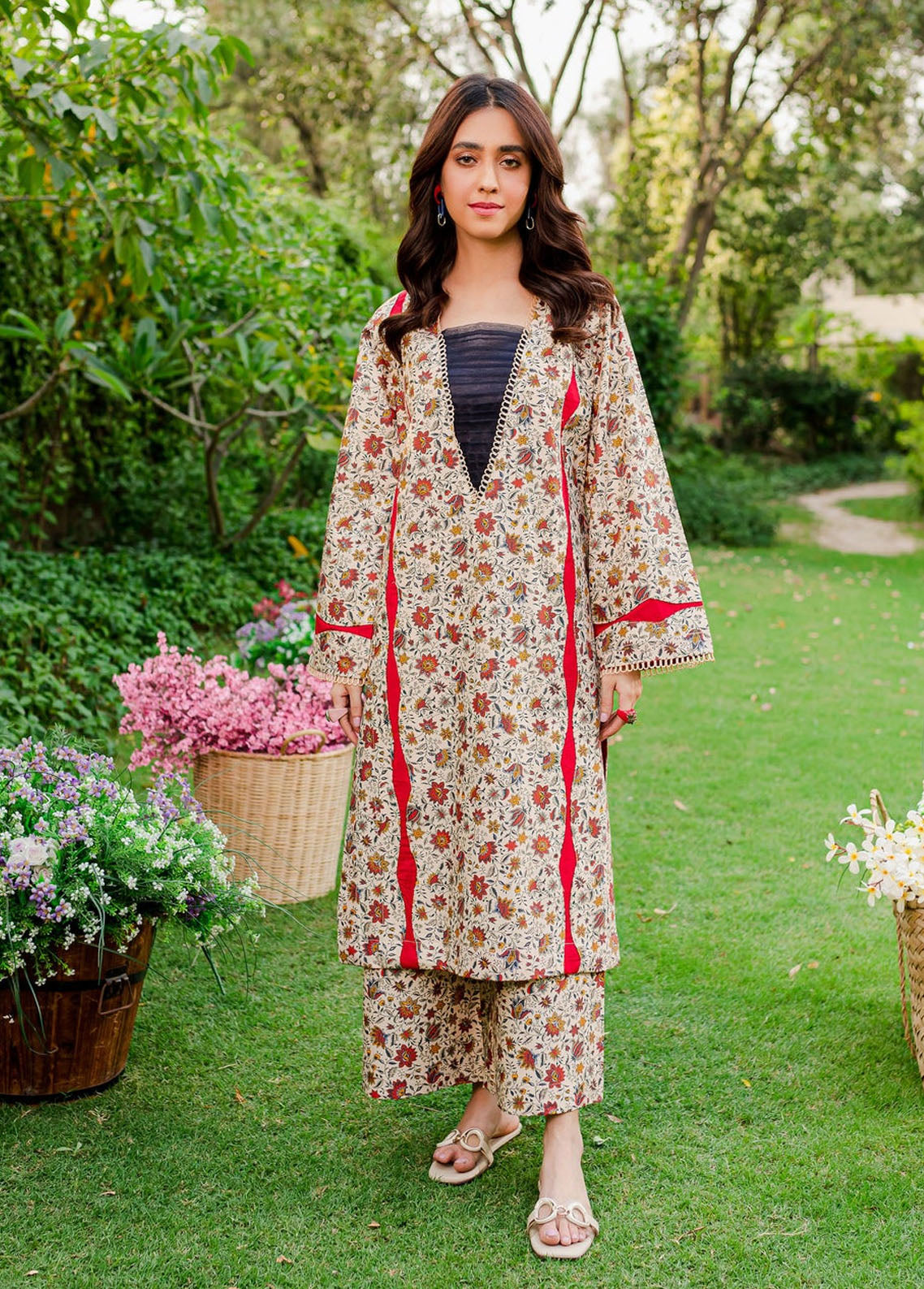 Naayas Pret Embroidered Lawn 2 Piece Suit NS23M Reblue