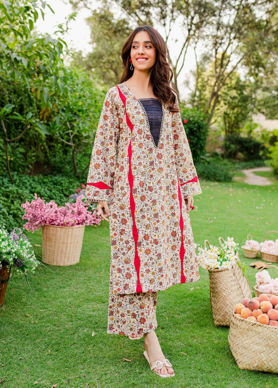 Naayas Pret Embroidered Lawn 2 Piece Suit NS23M Reblue