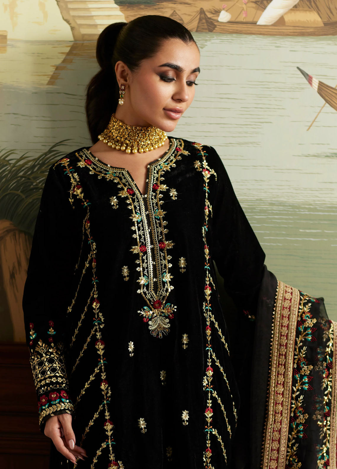 Mina Hasan Velvet Luxe Formals Collection 2024 Jahan