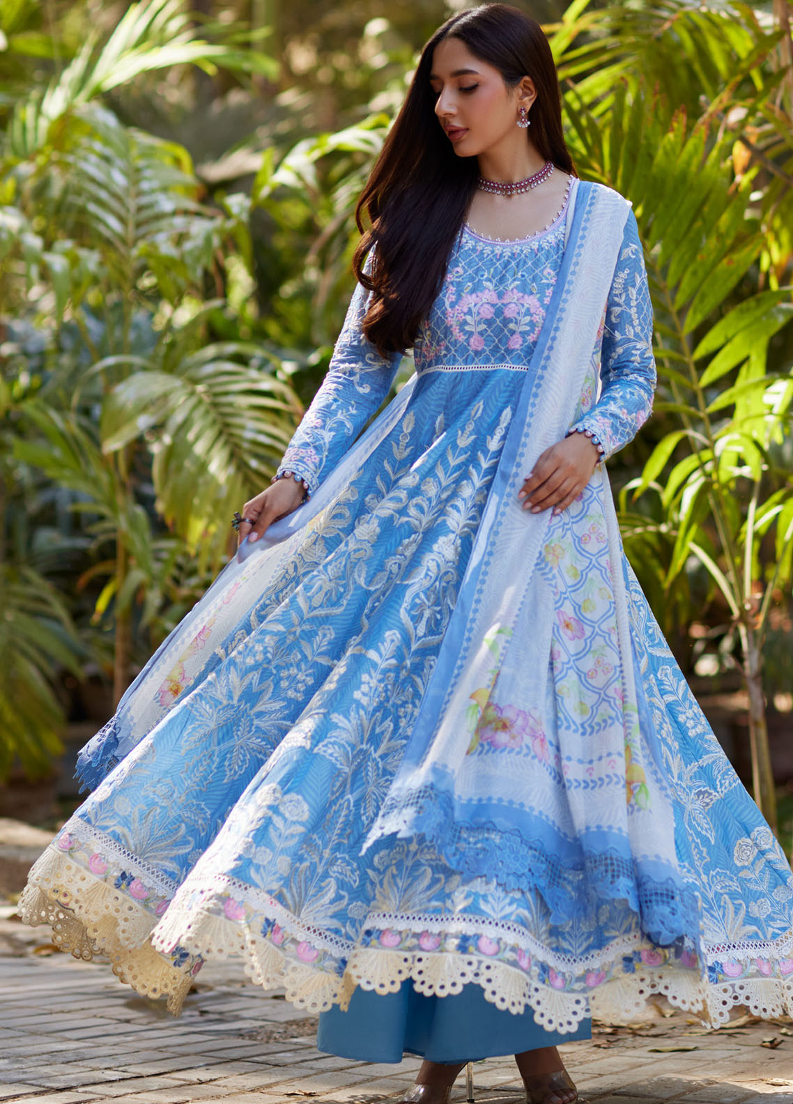 Mina Hasan Embroidered Lawn Suits Unstitched 3 Piece MNH25LL Baano