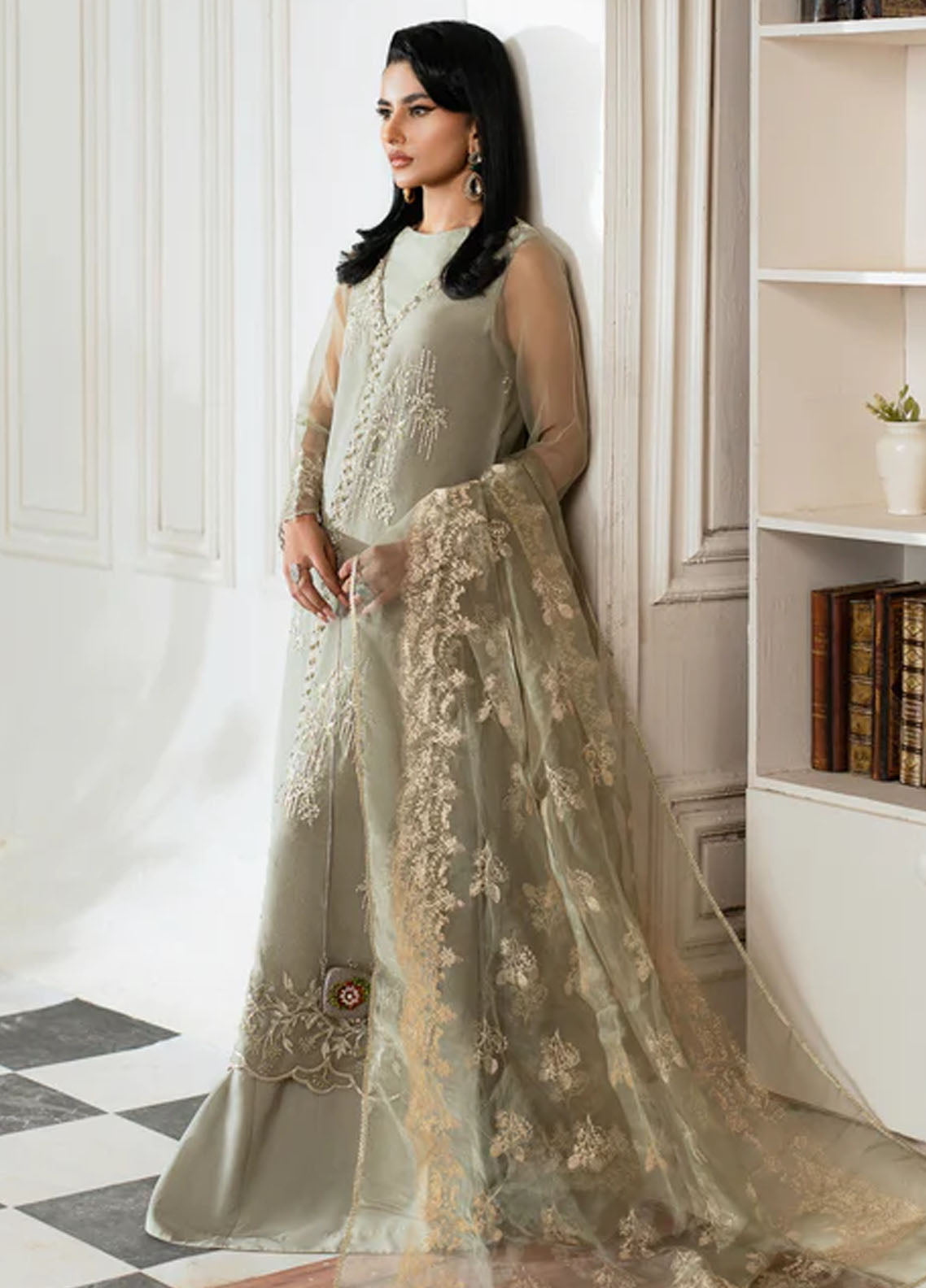 Mishri By Azzal Embroidered Organza Suit Unstitched 4 Piece AZZ24M M1 Aina - Formal Collection