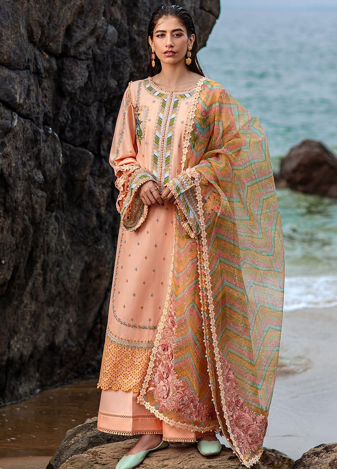 Mohsin Naveed Ranjha Festive Lawn Collection 2024 MFL-018 Rani