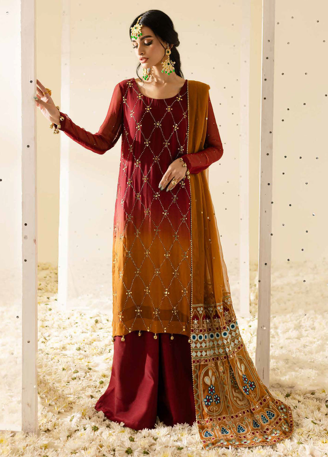 Mukeshkari by Nureh Embroidered Chiffon Suit Unstitched 4 Piece MK-09