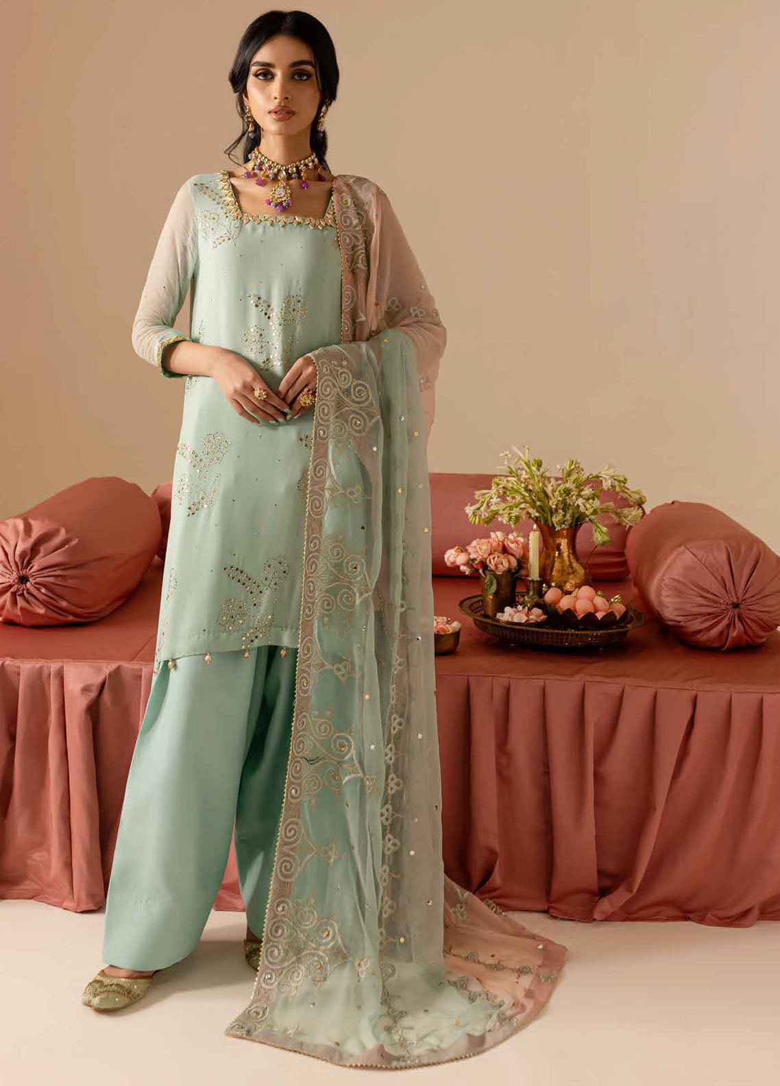 Mukeshkari by Nureh Embroidered Chiffon Suit Unstitched 4 Piece MK-11