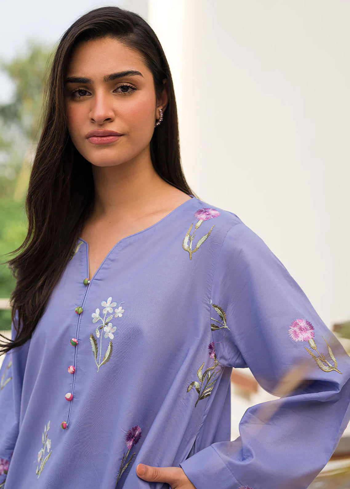 Mushq Pret Embroidered Cotton 2 Piece Suit MPBEM230108 Lily Vine