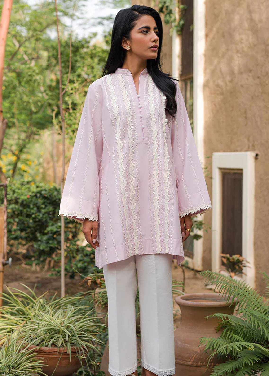 Mushq Pret Embroidered Cotton 2 Piece Suit MPBEM230114 Peony Petals