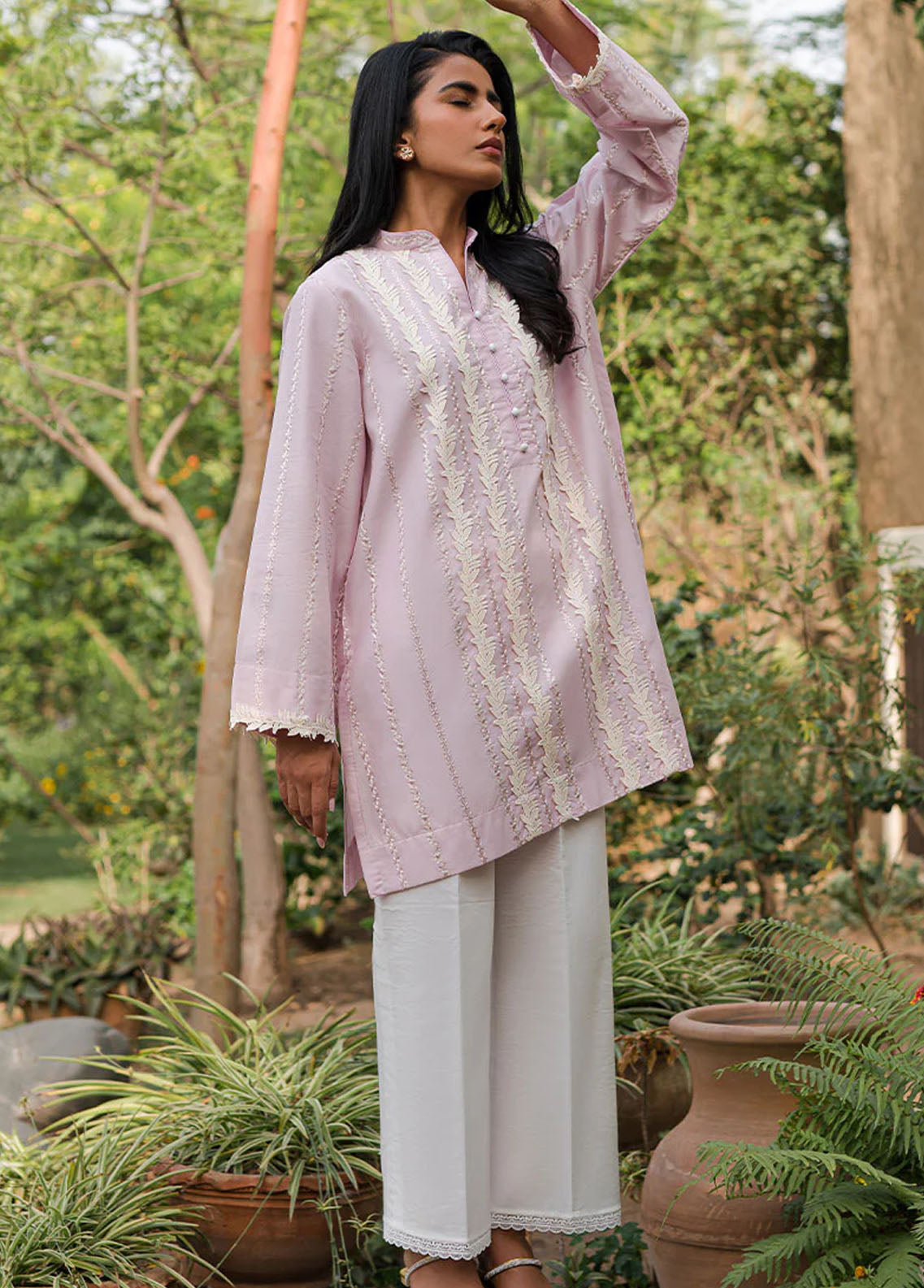 Mushq Pret Embroidered Cotton 2 Piece Suit MPBEM230114 Peony Petals