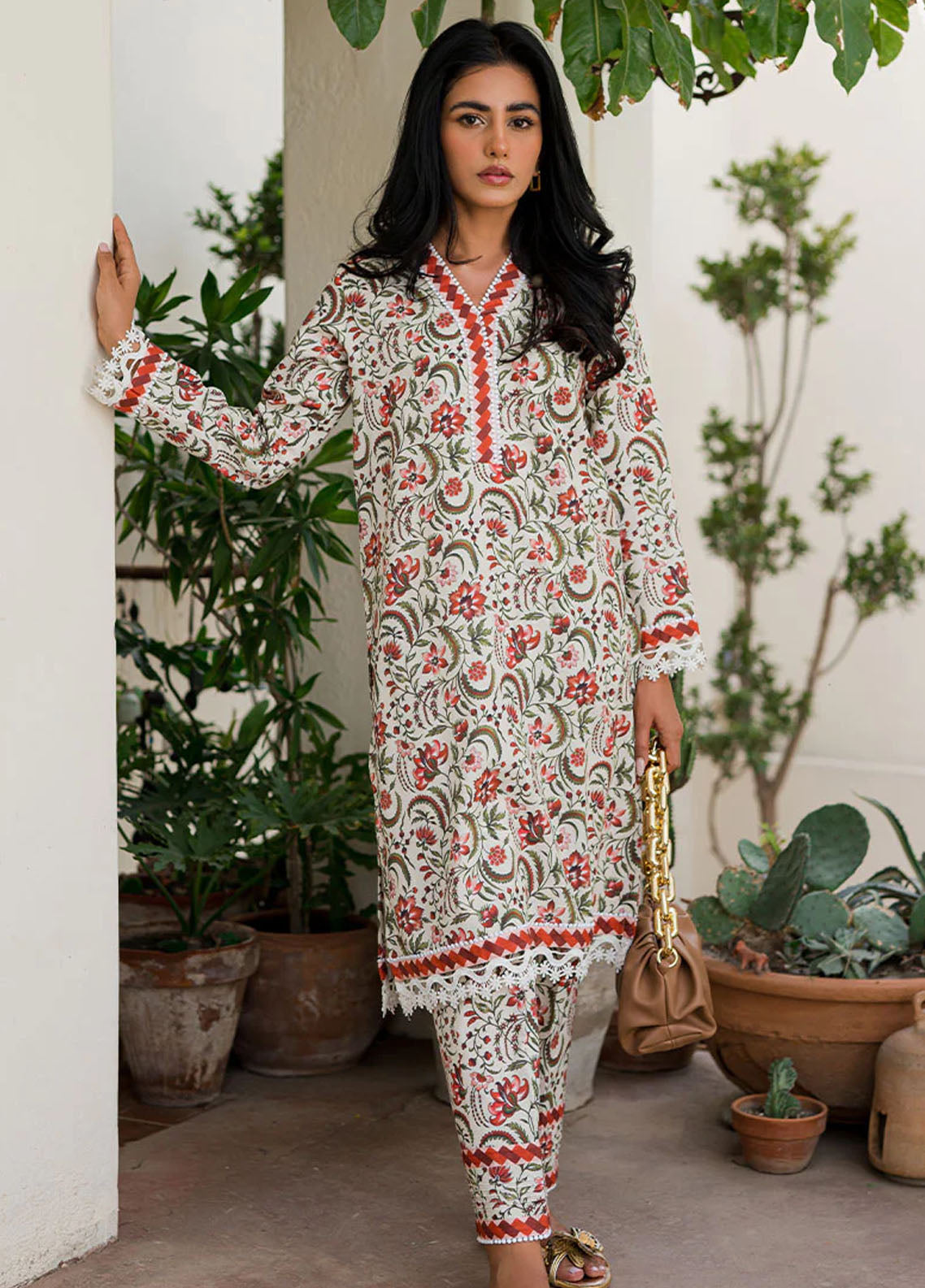 Mushq Pret Printed Cotton 2 Piece Suit MQ23BP MPBPR230111 Powder Puff