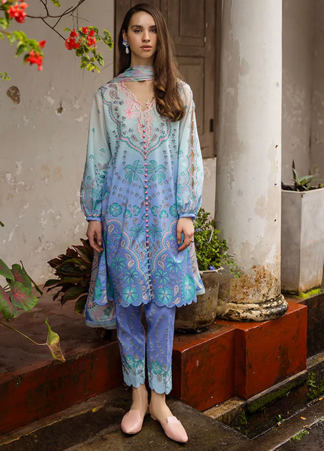 Mushq Embroidered Lawn Suits Unstitched 3 Piece D-4B Ameta