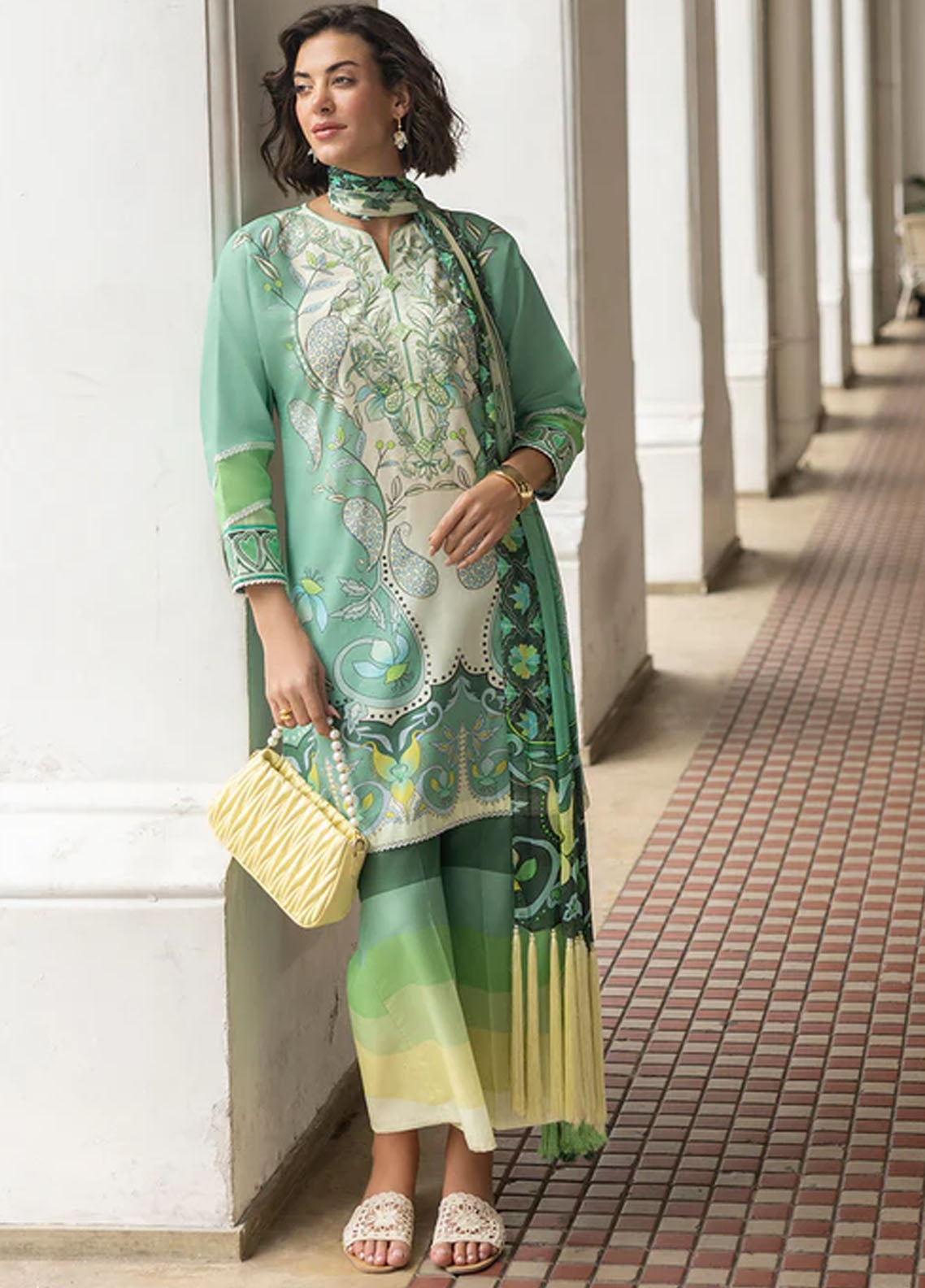 Mushq Embroidered Lawn Suits Unstitched 3 Piece D-5B Ariela