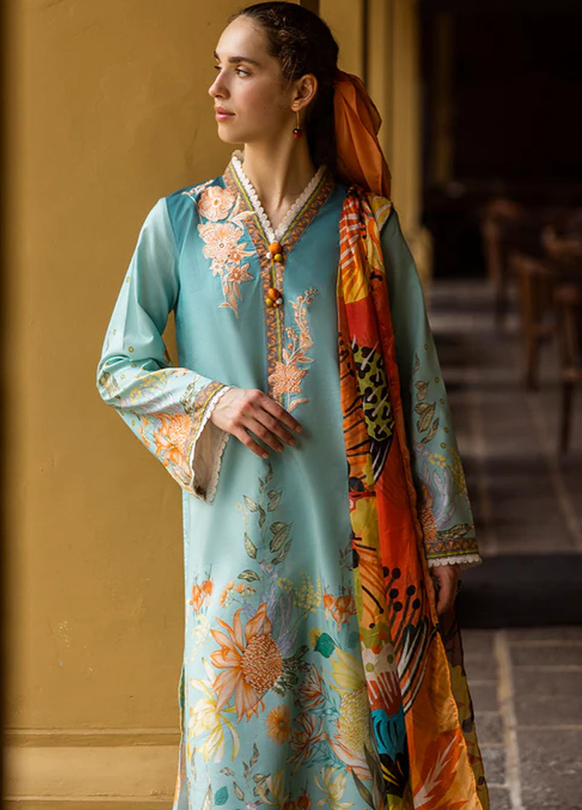 Mushq Embroidered Lawn Suits Unstitched 3 Piece D-7A Livia