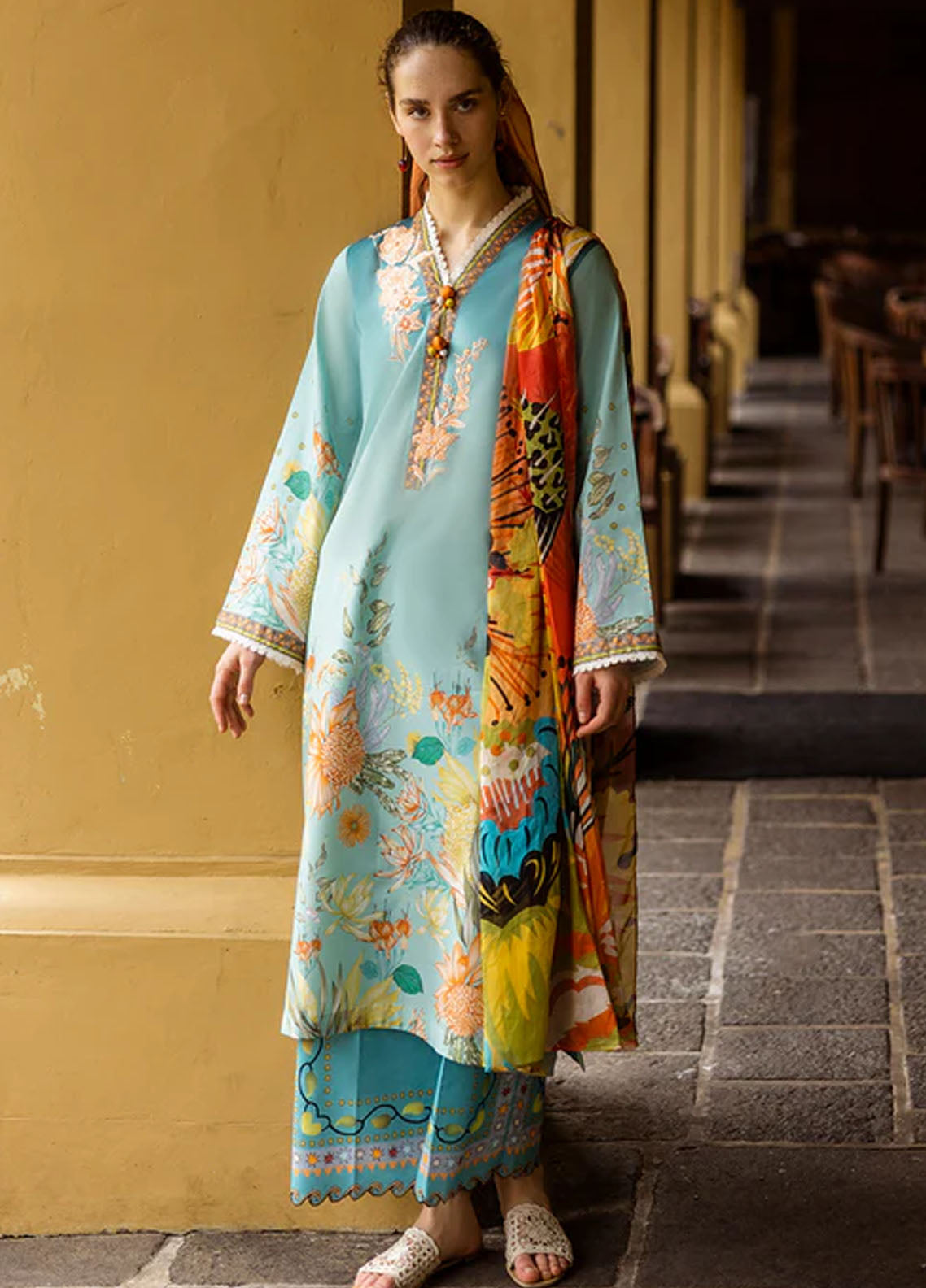 Mushq Embroidered Lawn Suits Unstitched 3 Piece D-7A Livia