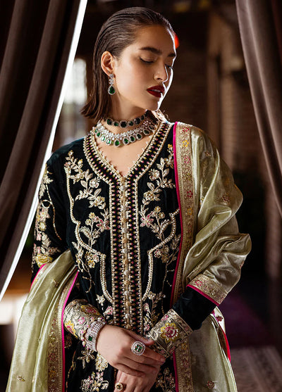 Mushq Embroidered Velvet Suit Unstitched 3 Piece MPS-03 Nostalgic Shadows - Formal Collection