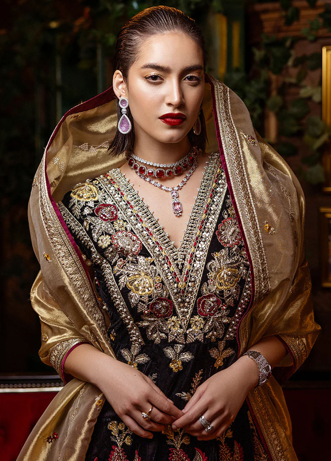 Mushq Embroidered Velvet Suit Unstitched 3 Piece MPS-04 Whispers Of Yesterday - Formal Collection