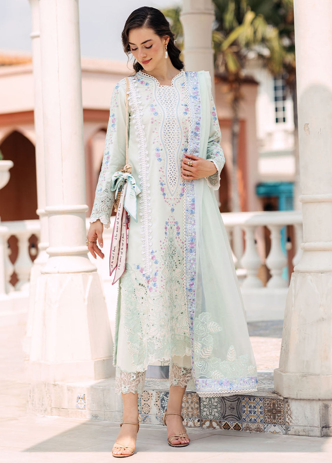 Mushq Pret Casual Lawn 3 Piece Suit D-08 Serene Seashell