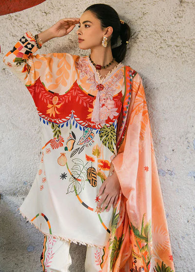 Mushq Printed Lawn Suits Unstitched 3 Piece MQ25LD2D D 1-A Melberry Tree