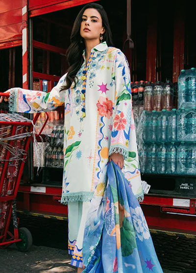 Mushq Printed Lawn Suits Unstitched 3 Piece MQ25LD2D D 5-B Flaming Roses