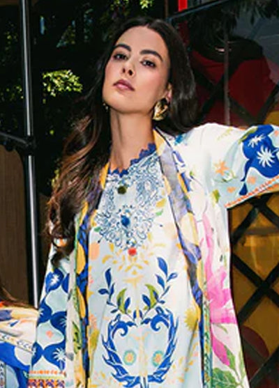 Mushq Printed Lawn Suits Unstitched 3 Piece MQ25LD2D D 6-B Floral Paradise
