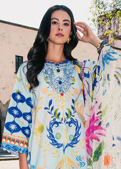 Mushq Printed Lawn Suits Unstitched 3 Piece MQ25LD2D D 6-B Floral Paradise