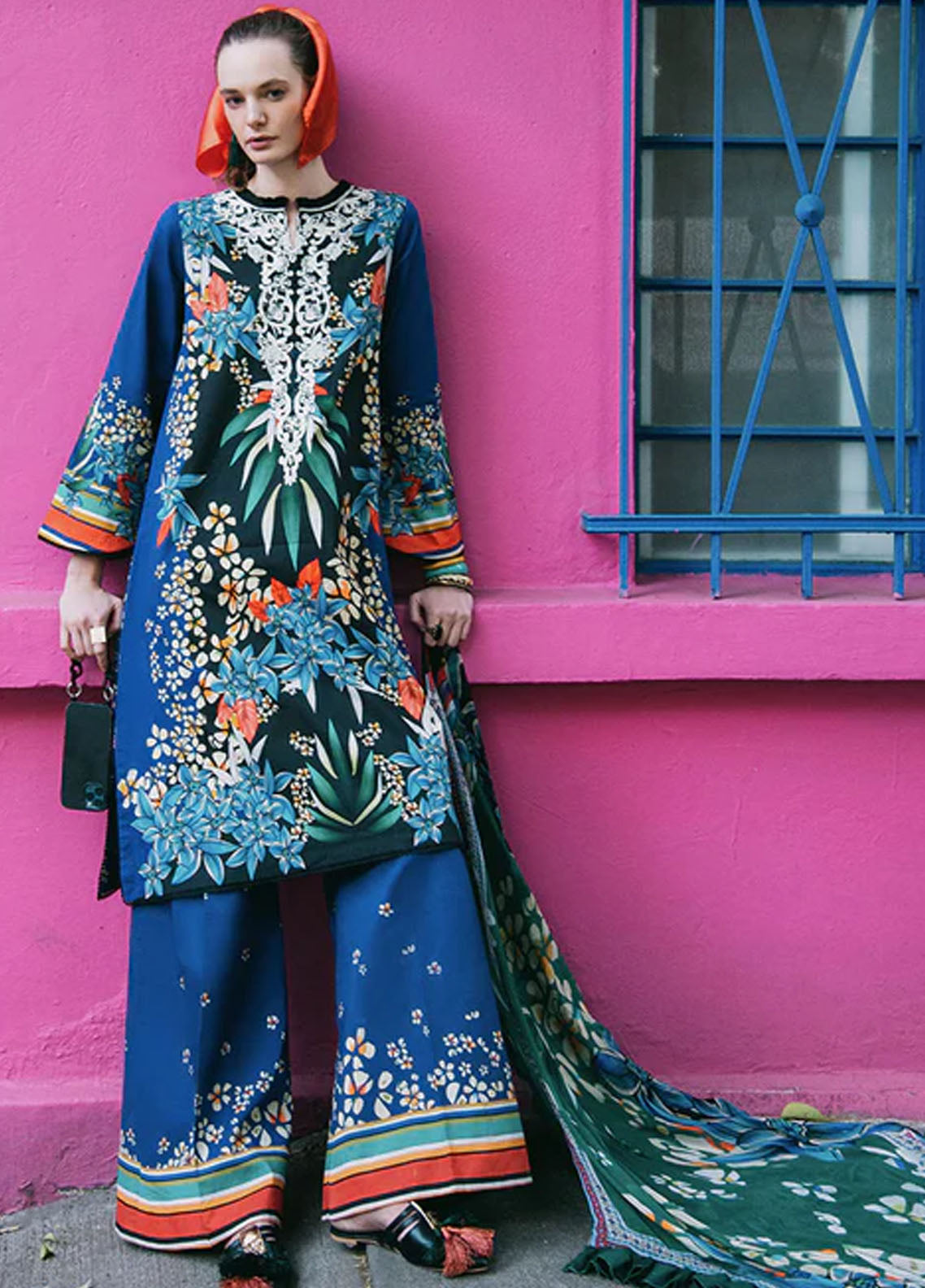 Mushq Printed Lawn Suits Unstitched 3 Piece MQ25LD2D D 8-B Life Of Irises