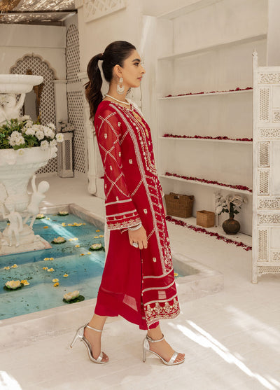 Shamooz Luxury Pret Chiffon 3 Piece Suit Garnet SEM-0426