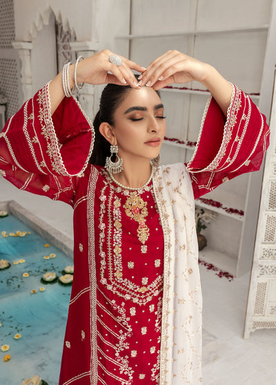 Shamooz Luxury Pret Chiffon 3 Piece Suit Garnet SEM-0426