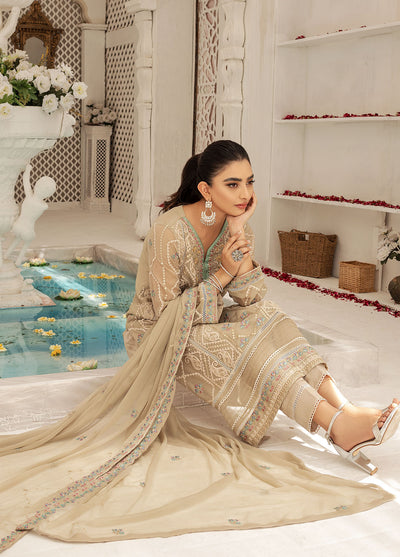 Shamooz Luxury Pret Chiffon 3 Piece Suit Grey Tone SEM-0427