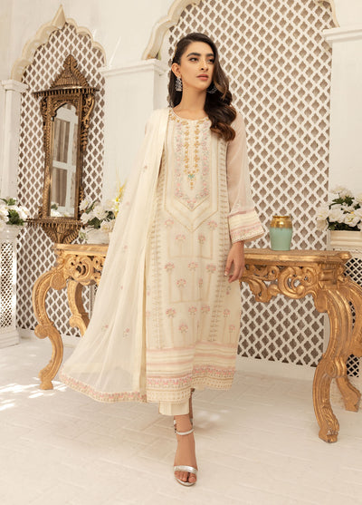 Shamooz Luxury Pret Chiffon 3 Piece Suit Ivory Bound SEM-0425