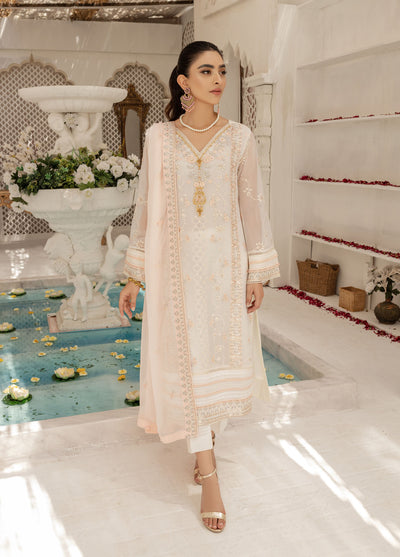 Shamooz Luxury Pret Chiffon 3 Piece Suit Ivory Glam SEM-0419