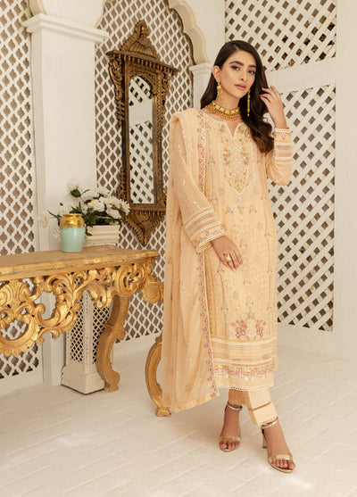 Shamooz Luxury Pret Chiffon 3 Piece Suit Mist Peach SEM-0412