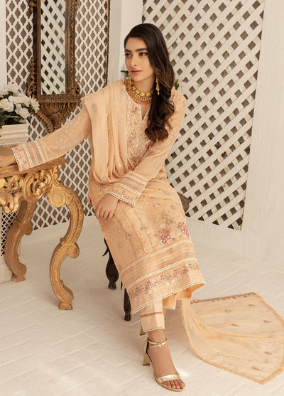 Shamooz Luxury Pret Chiffon 3 Piece Suit Mist Peach SEM-0412