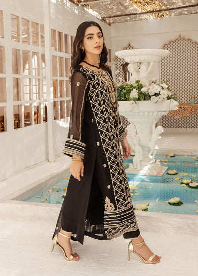 Shamooz Luxury Pret Chiffon 3 Piece Suit Olive Black SEM-0420