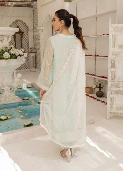 Shamooz Luxury Pret Chiffon 3 Piece Suit Pastel Aqua SEM-0415