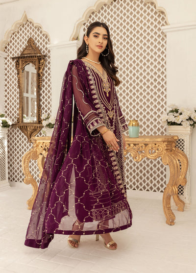 Shamooz Luxury Pret Chiffon 3 Piece Suit Plum SEM-0429